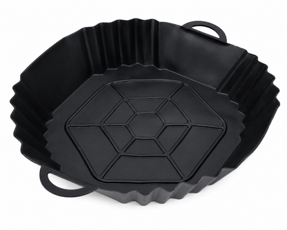 Molde de Silicona Redondo para Freidora de Aire con Asas Integradas Reutilizables.