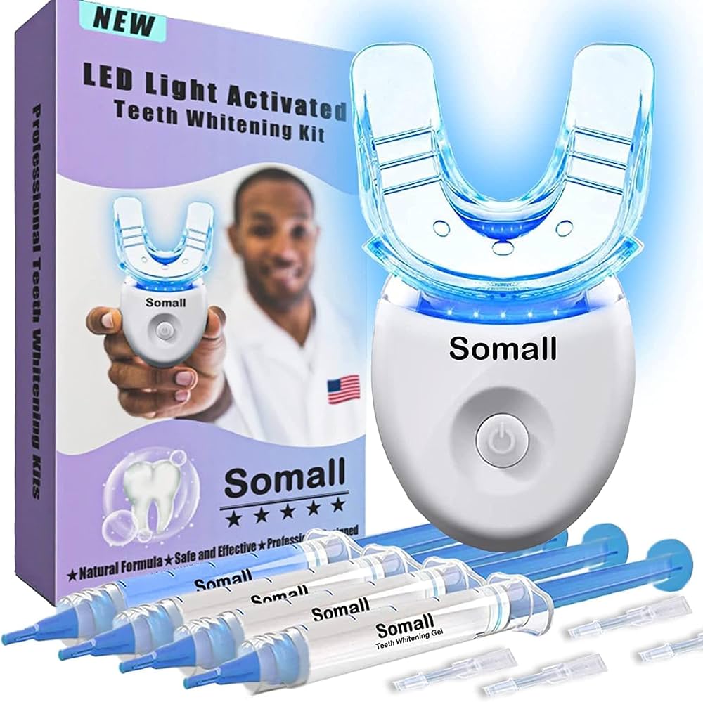 Kit de blanqueamiento dental  utiliza una luz LED activada para acelerar el proceso de blanqueamiento.