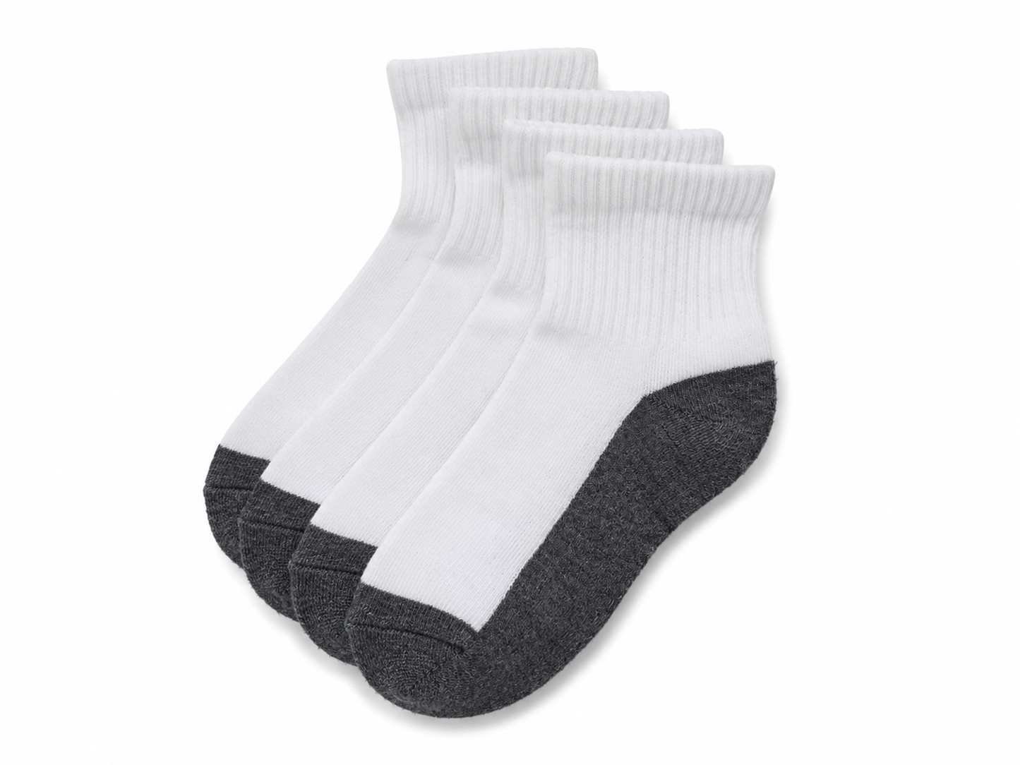 Calcetas Deportivas Acolchadas Blanco y Gris Paquete de 4 Pares.