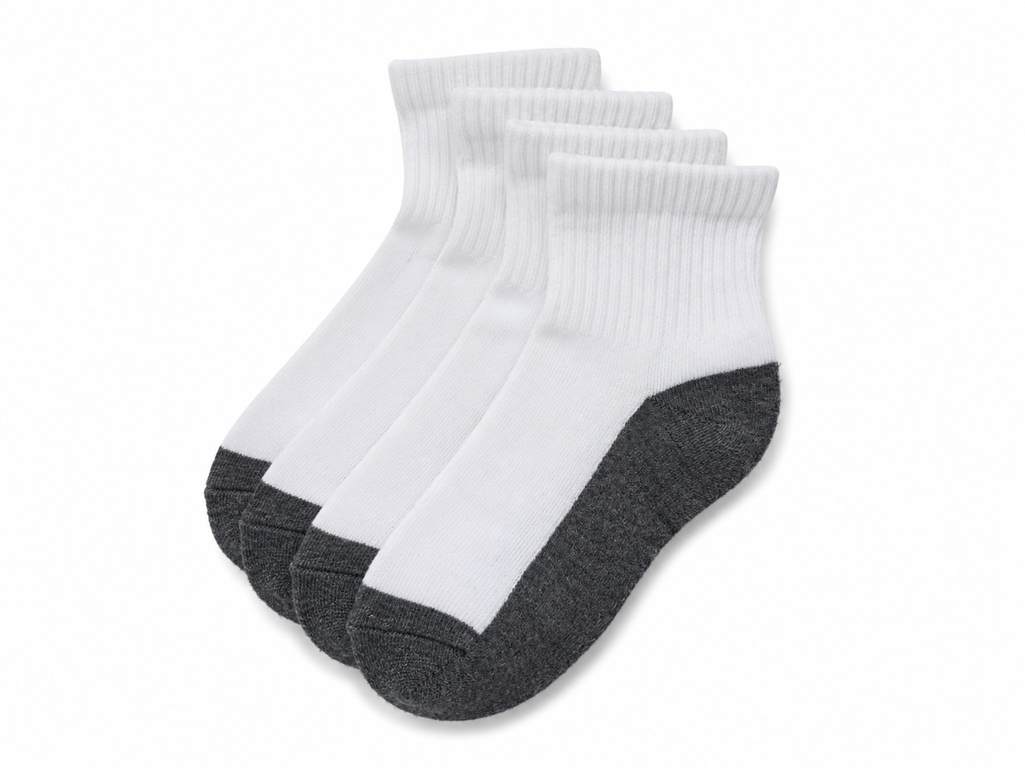 Calcetas Deportivas Acolchadas Blanco y Gris Paquete de 4 Pares.