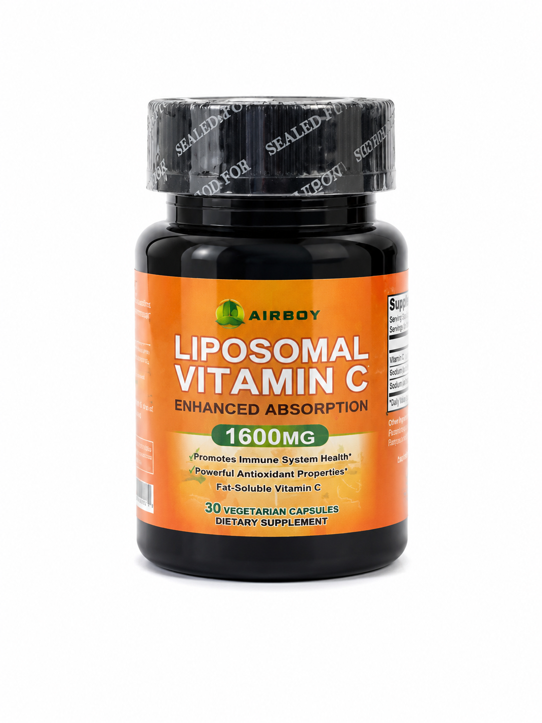 Vitamina C Liposomal 1600 mg en Cápsulas con Alta Absorción, Frasco de 30 Cápsulas Vegetarianas.