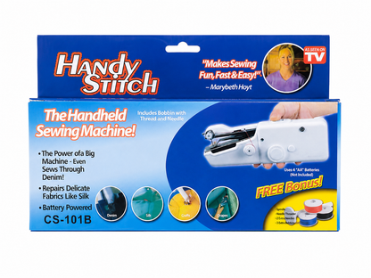 Máquina de Coser Portátil de Mano para Reparaciones Rápidas y Costura de Telas.