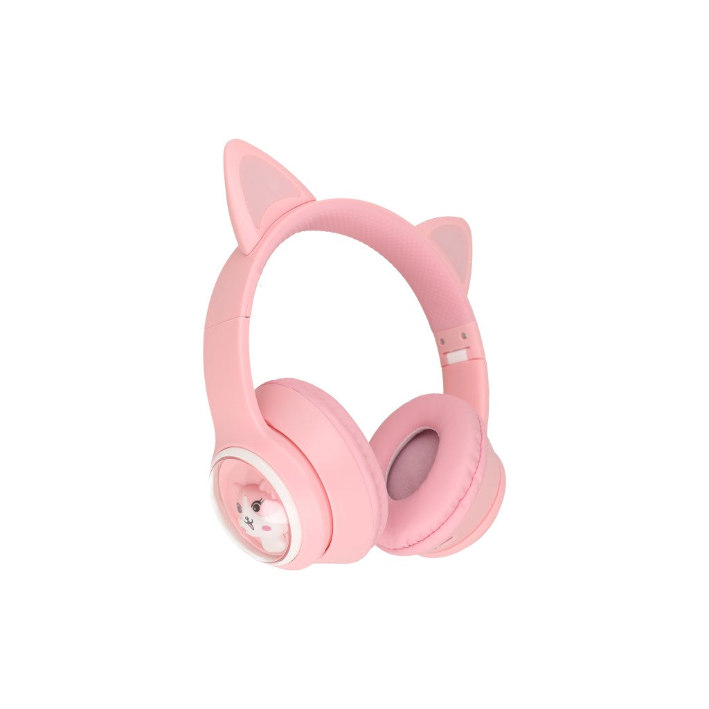 audifonos inalambricosos bluetooth rosa, orejitas de gato Cuter. AKZ01