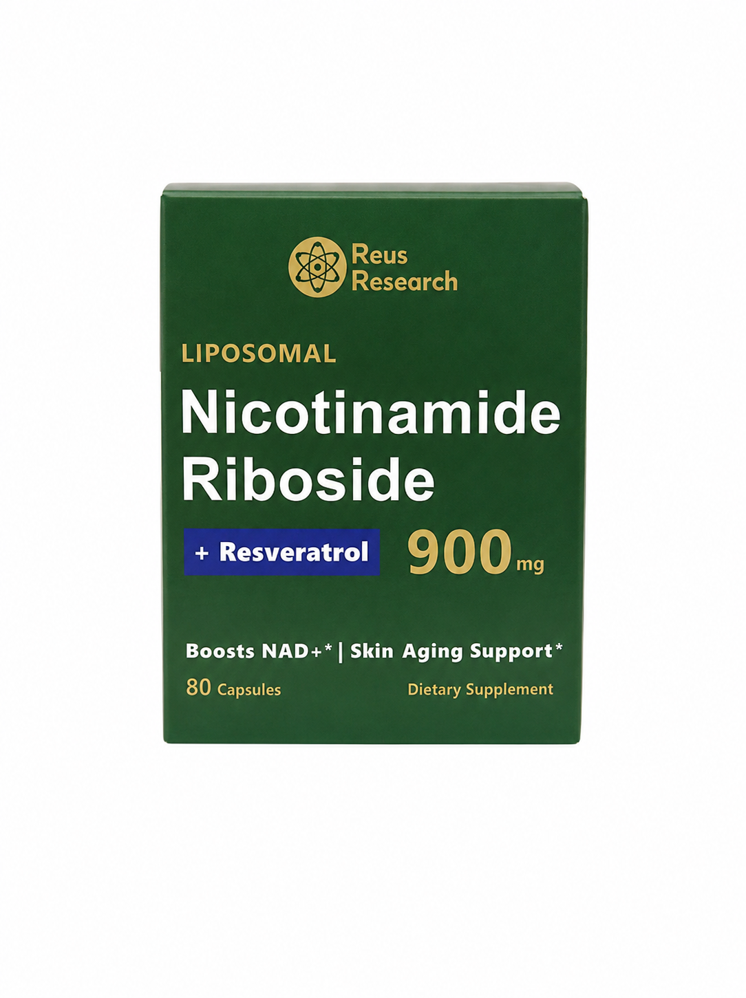 Suplemento de Nicotinamida Ribósido con Resveratrol 900 mg en Cápsulas, 80 Cápsulas.