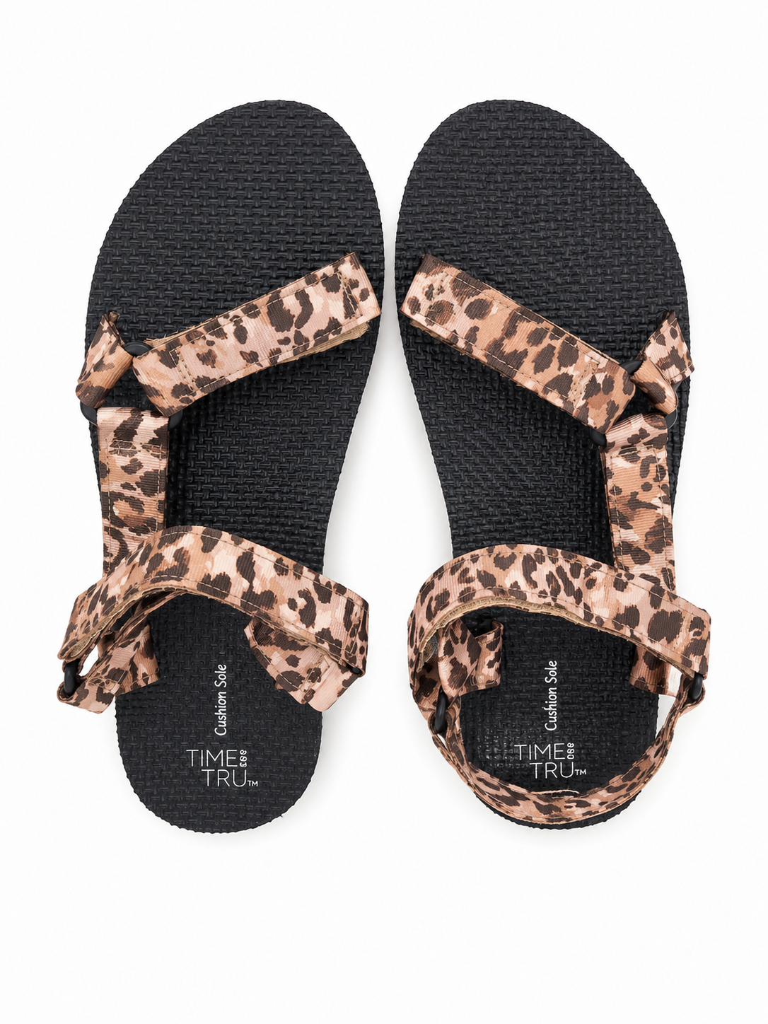 Sandalias Casuales con Estampado Animal Print Negro y Beige Talla 9.