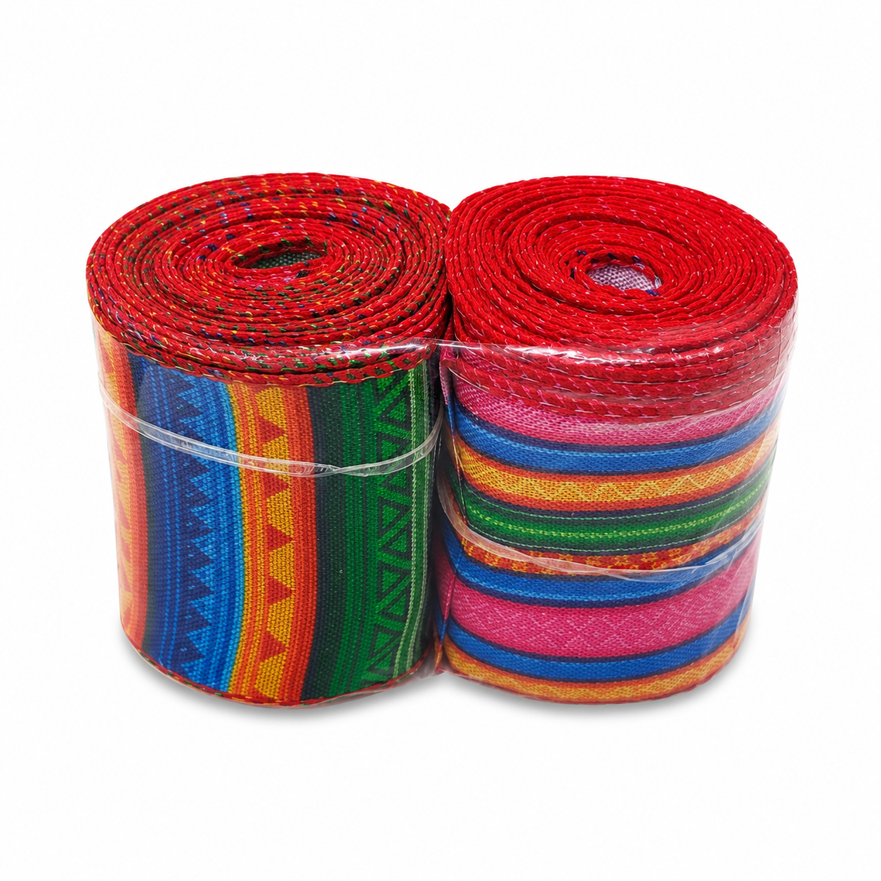 Paquete de dos rollos de cinta decorativa con temática de fiesta mexicana.