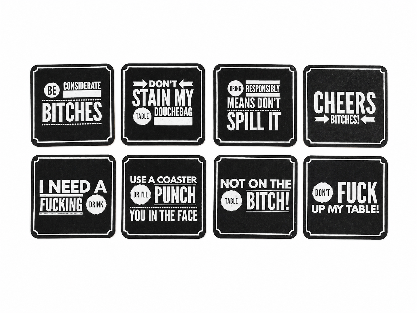 Set de Posavasos Divertidos con Frases Impresas para Bebidas, Paquete de 10.