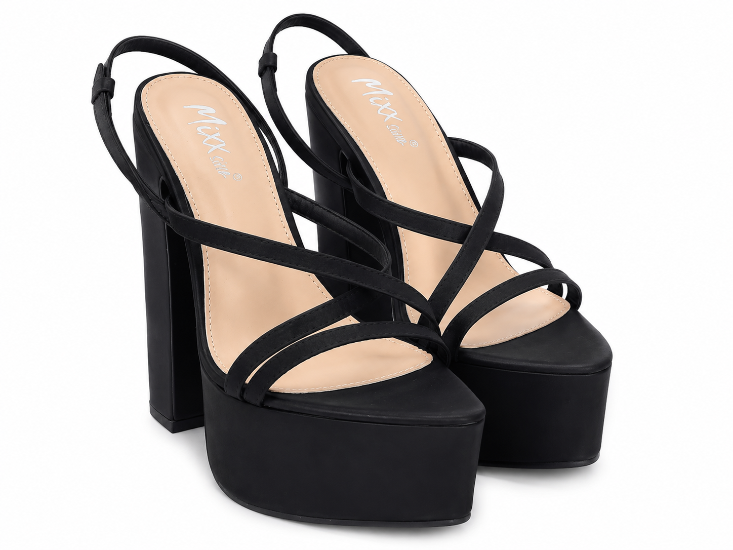 Sandalias de Tacón Alto con Plataforma y Tiras Cruzadas para Mujer Talla 7.5.