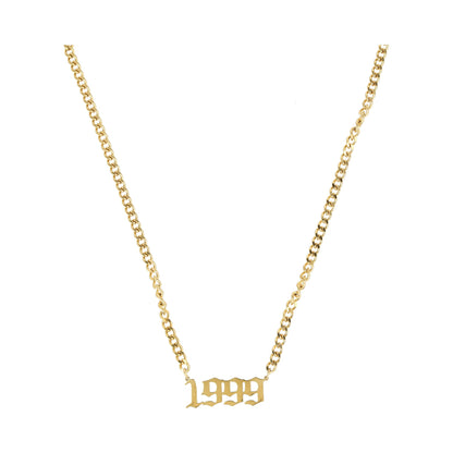Collar dorado con dige fecha 1999