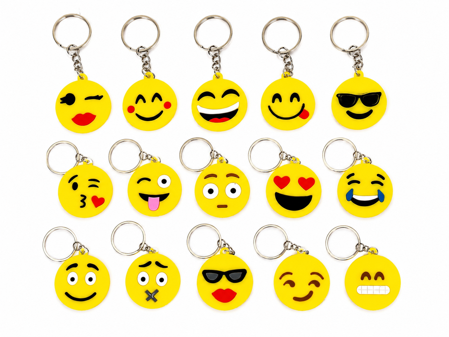 Set de 60 Llaveros Emoji de Silicona con Diseños Divertidos Surtidos.