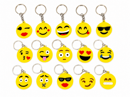 Set de 60 Llaveros Emoji de Silicona con Diseños Divertidos Surtidos.