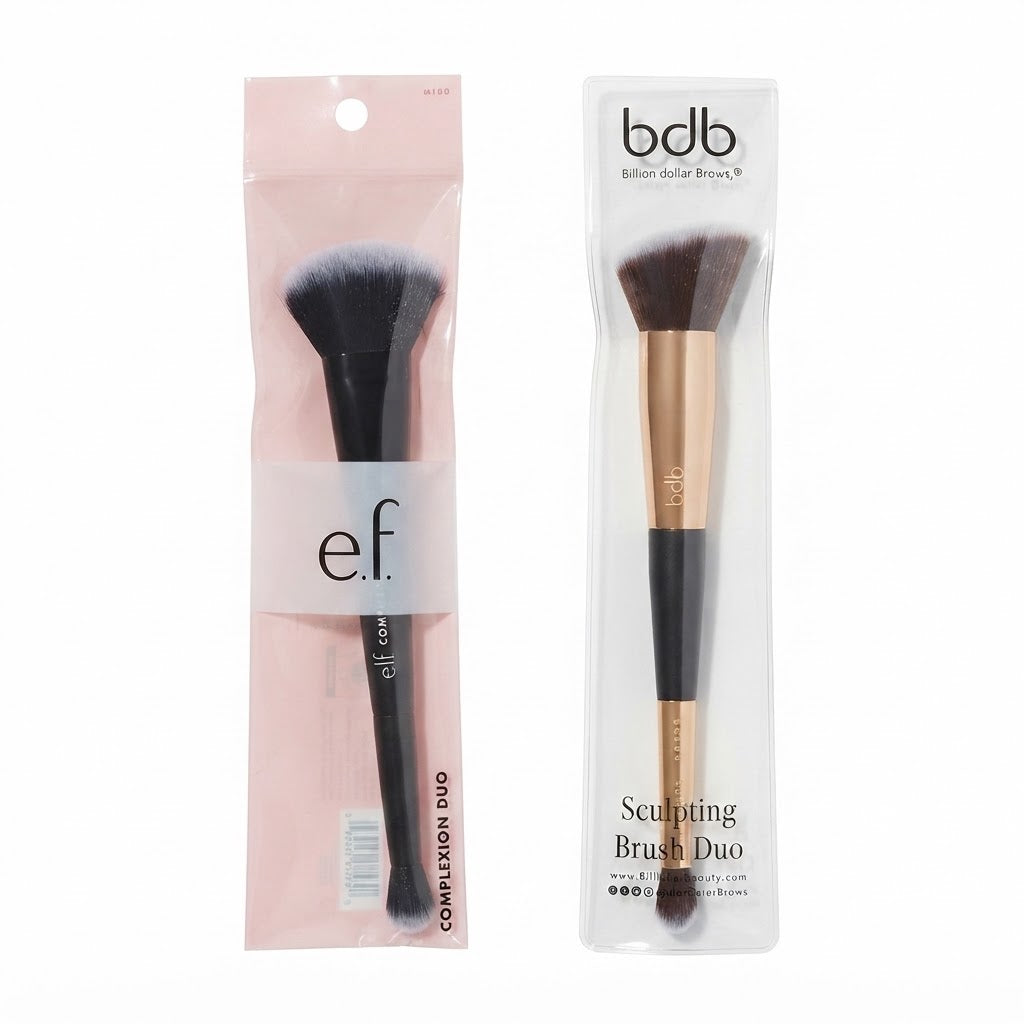 Pack de 2  brochas de maquillaje de doble punta.