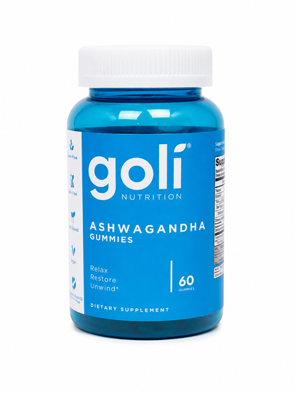 Suplemento alimenticio de gomitas con ashwagandha, 60 unidades.