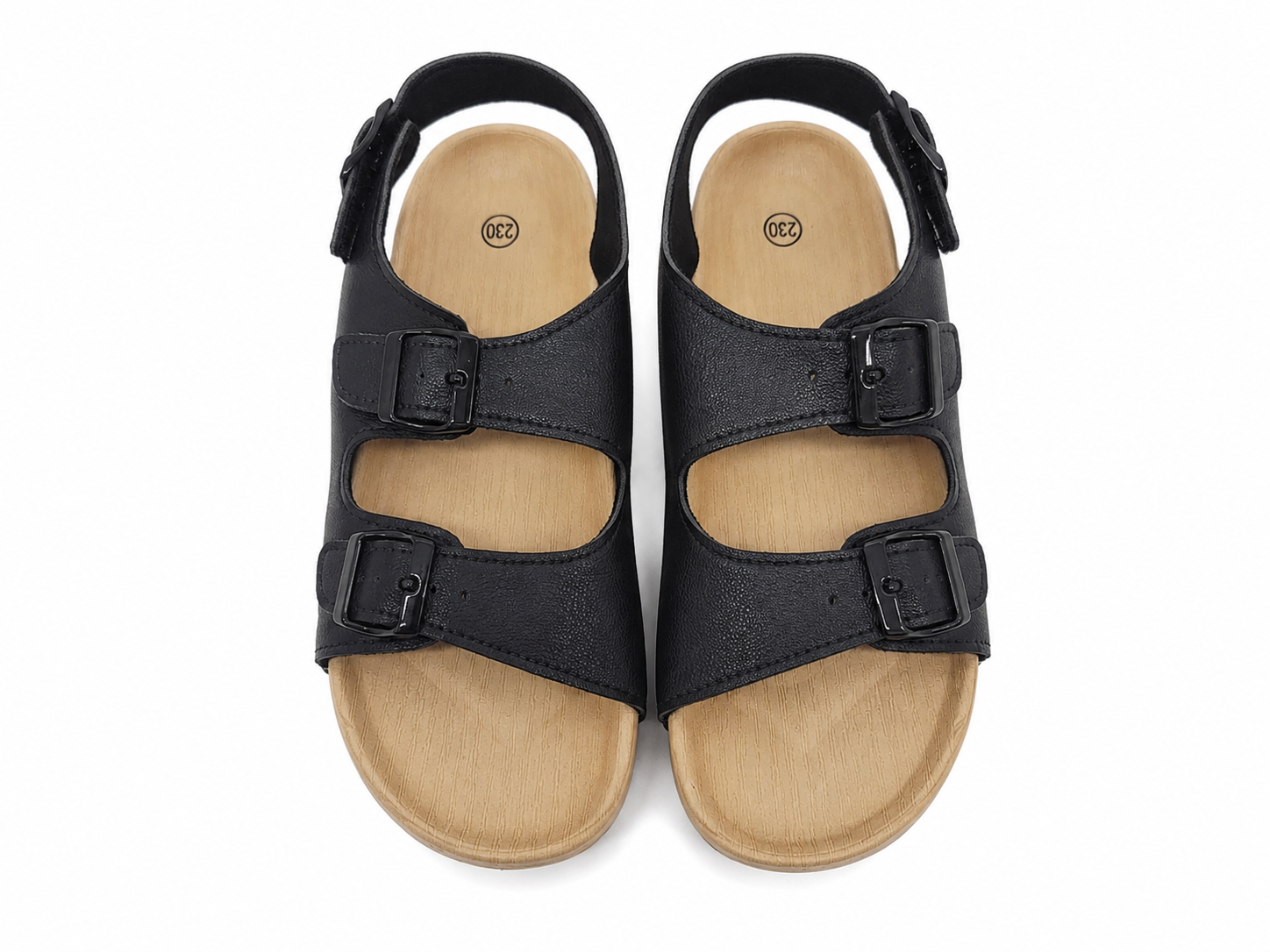 Sandalias Infantiles Negras con Hebillas Ajustables Talla 230.