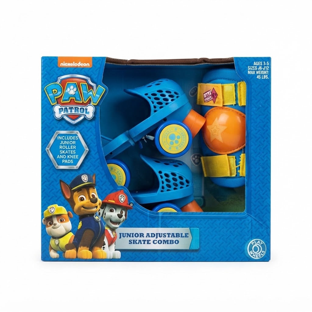 Set de patines junior ajustables de Paw Patrol con rodilleras.