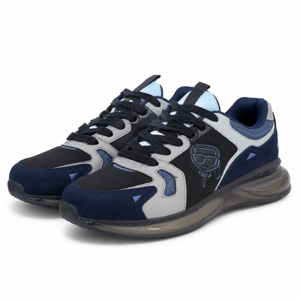 Zapatos Deportivos Casuales Color Azul Marino, Negro y Gris para Hombre, Talla 11.