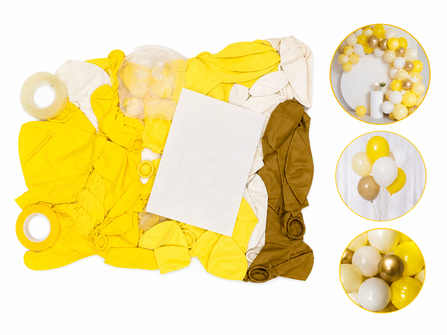Kit de Globos Decorativos Amarillo y Beige para Arcos y Fiestas.
