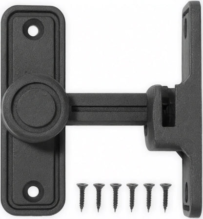 Cerradura de pestillo negro de 90/180 grados para puertas correderas o de granero.