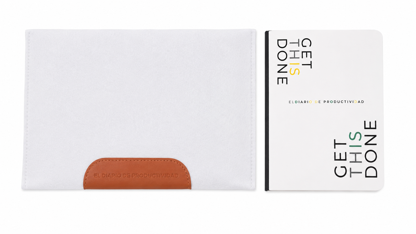 Diario de Productividad con Funda Protectora de Fieltro, Cuaderno para Organización, Planificación y Gestión de Tare