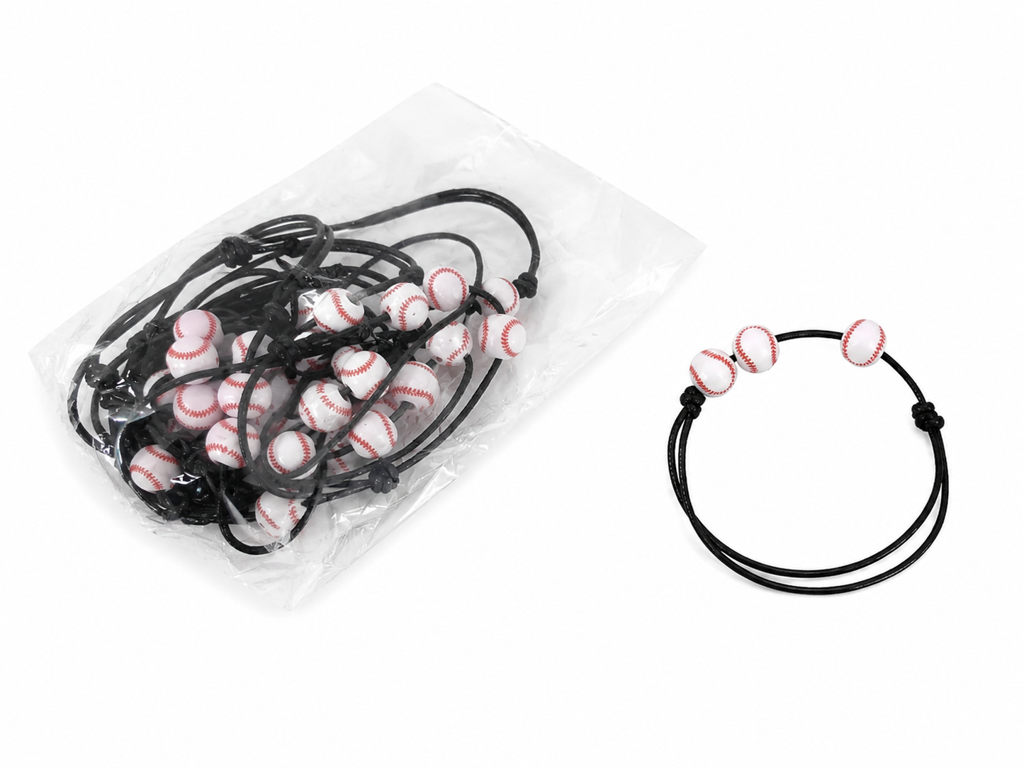 Pulsera Ajustable con Cuentas de Béisbol en Paquete de Varias Unidades.