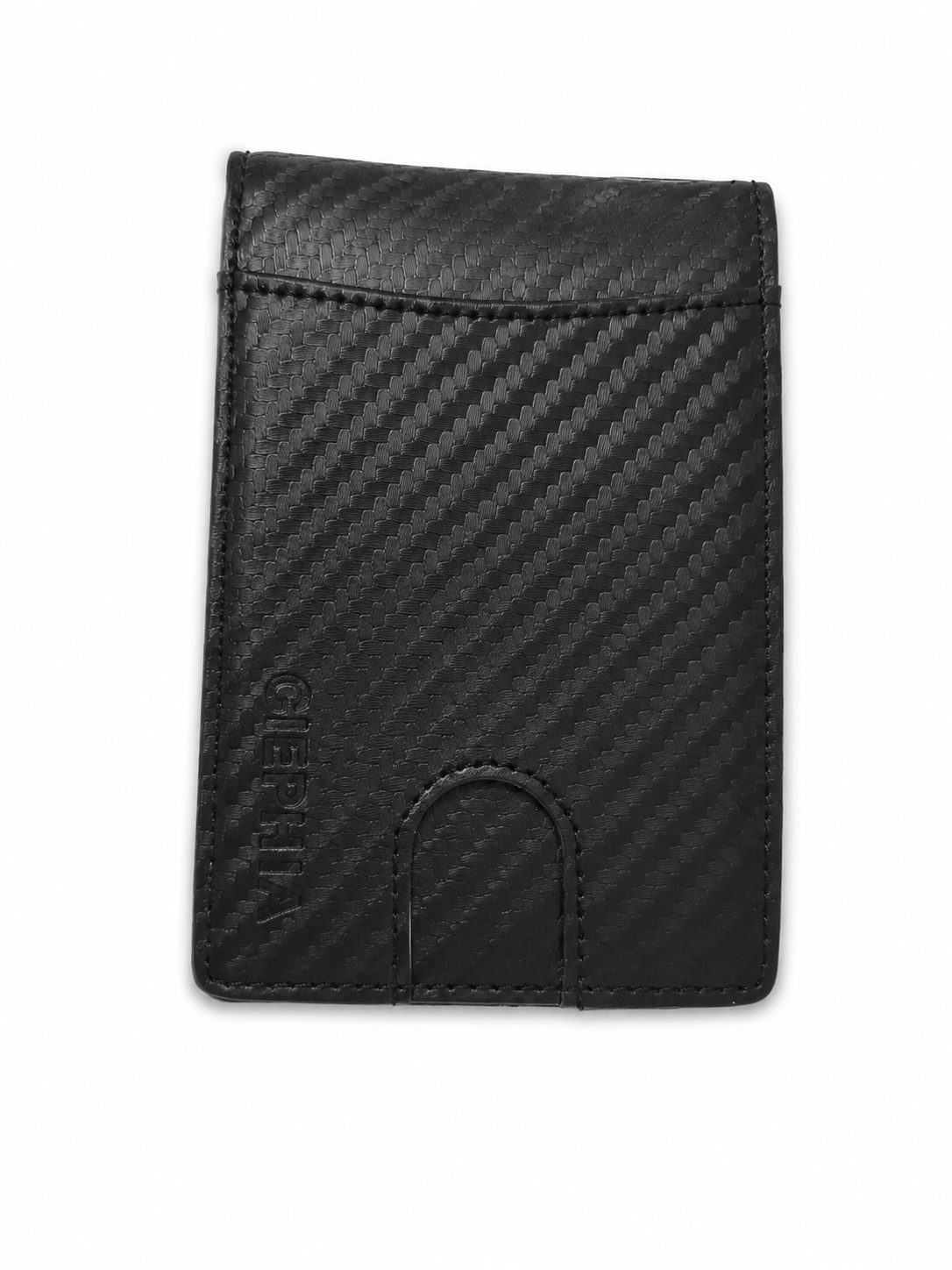 Billetera Minimalista Negra con Diseño Fibra de Carbono.