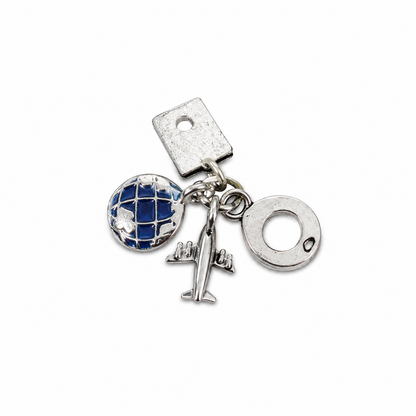 Charm Colgante de Viaje con Avión y Globo Terráqueo para Pulsera.