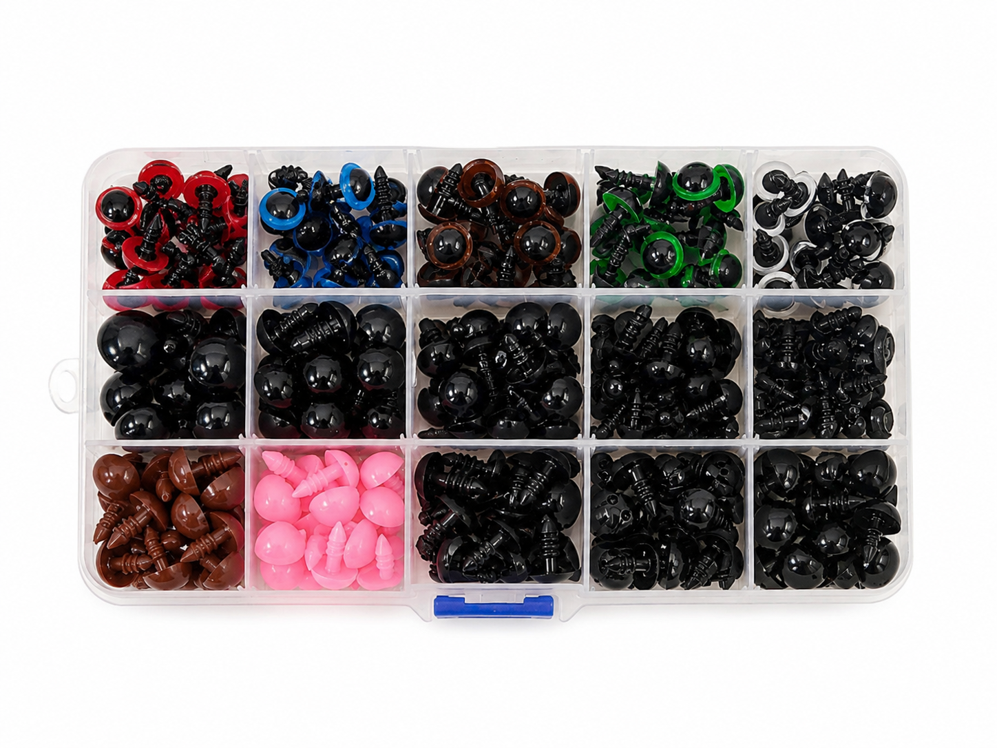 Kit de Ojos de Seguridad para Manualidades y Muñecos con Organizador Clasificado.