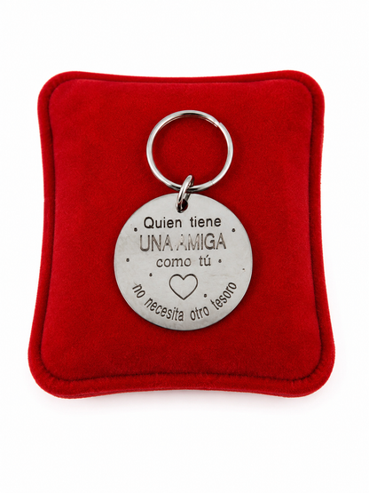 Llavero Motivacional para Mejor Amiga en Acero Inoxidable – Regalo Especial con Frase en Español y Corazón Grabado.