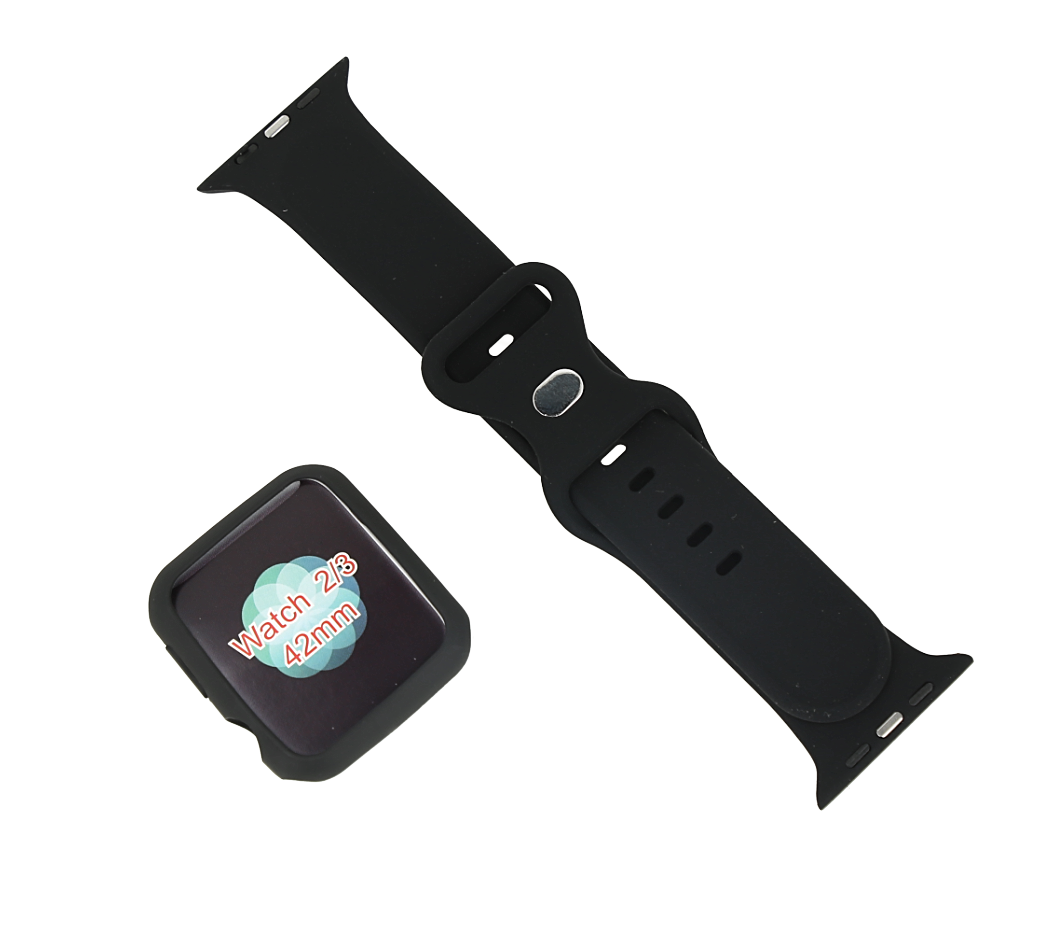 Kit de funda y correa de silicona diseñado para Apple Watch series 1/2/3 42mm