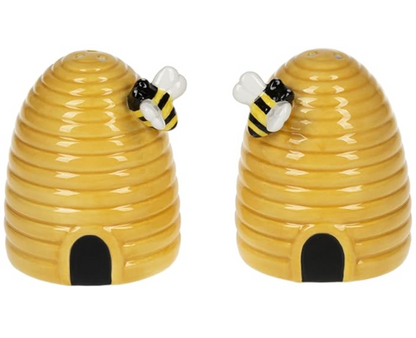 Juego de 2 saleros y pimenteros Bee Skep, amarillos
