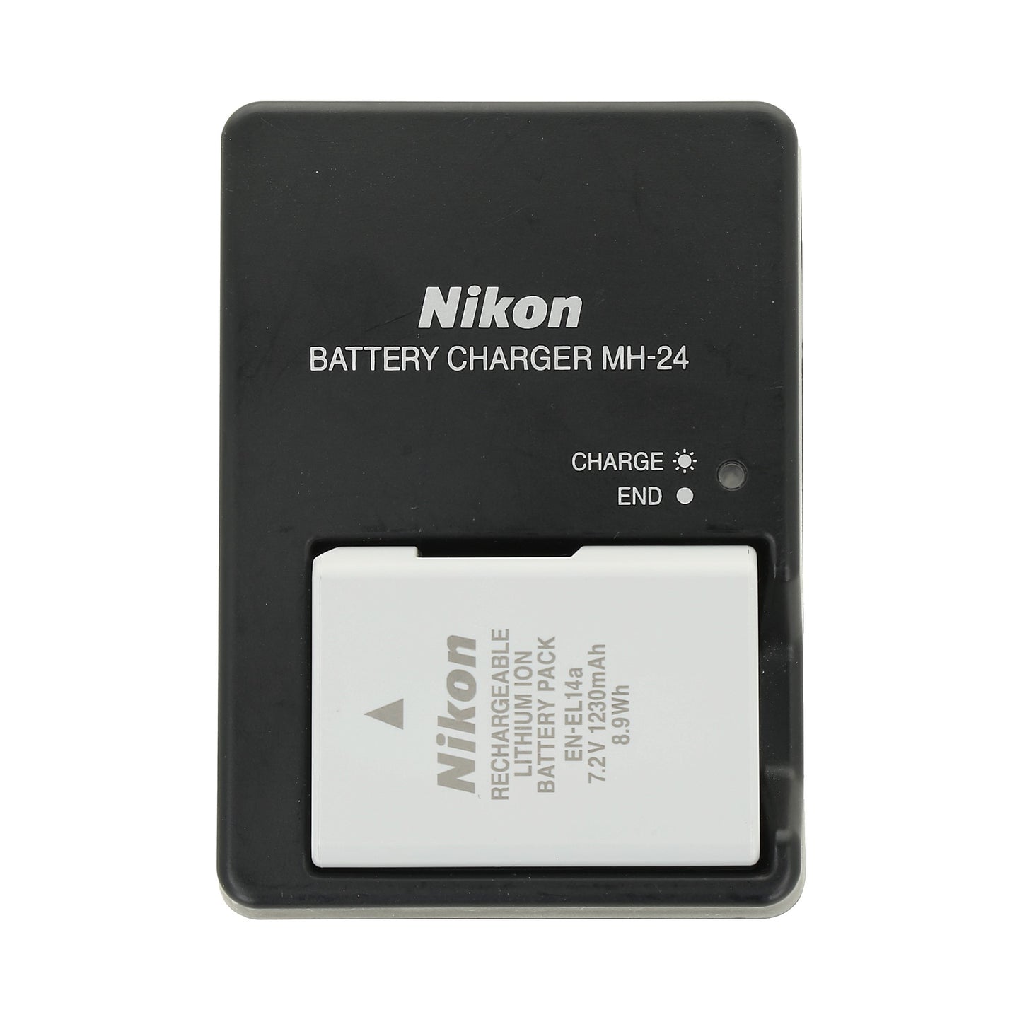 Cargador de Batería Rápido Nikon MH-24 con batería Nikon EN-EL14a.