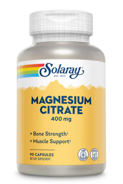 Citrato de magnesio Solaray - 400 mg - 90 cápsulas vegetales