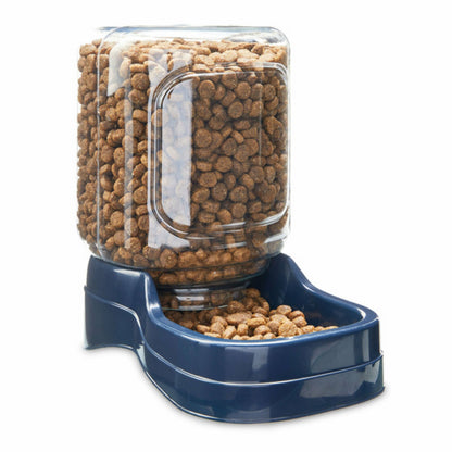 Dispensador Automático de Alimento para Mascotas con Depósito Transparente Azul.