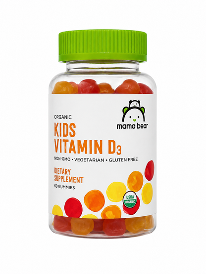 Vitamina D3 orgánica para niños en gomitas vegetarianas y sin gluten, 60 unidades.
