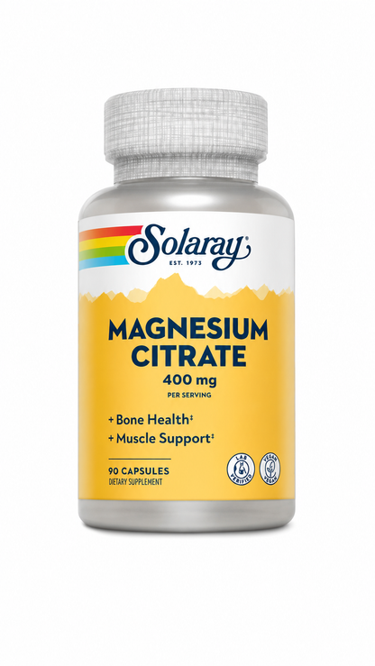 Suplemento de citrato de magnesio 400 mg en cápsulas, 90 unidades.
