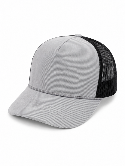 Gorra Trucker de Pana con Panel de Malla Transpirable Ajustable.