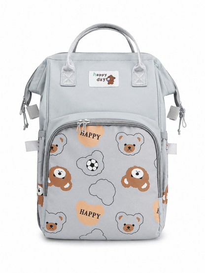 Mochila Multifuncional con Estampado de Osos y Amplio Compartimento para Bebé.