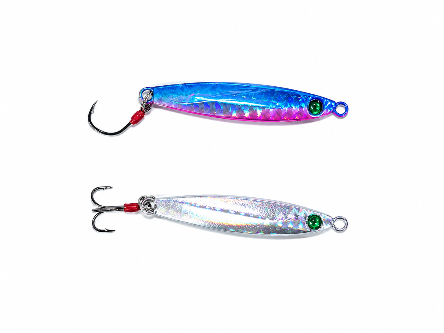 Arenques de pesca metálicos brillantes.
