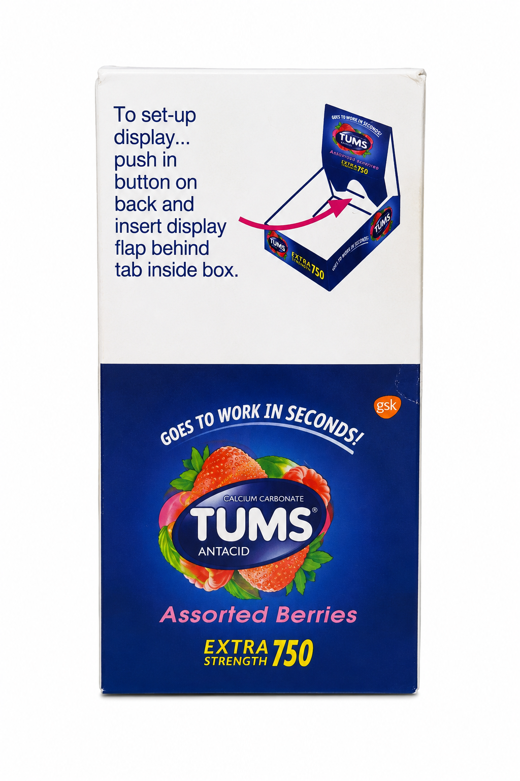 Tabletas Masticables Antiácidas Sabor Frutos del Bosque Extra Fuerte 750 mg.