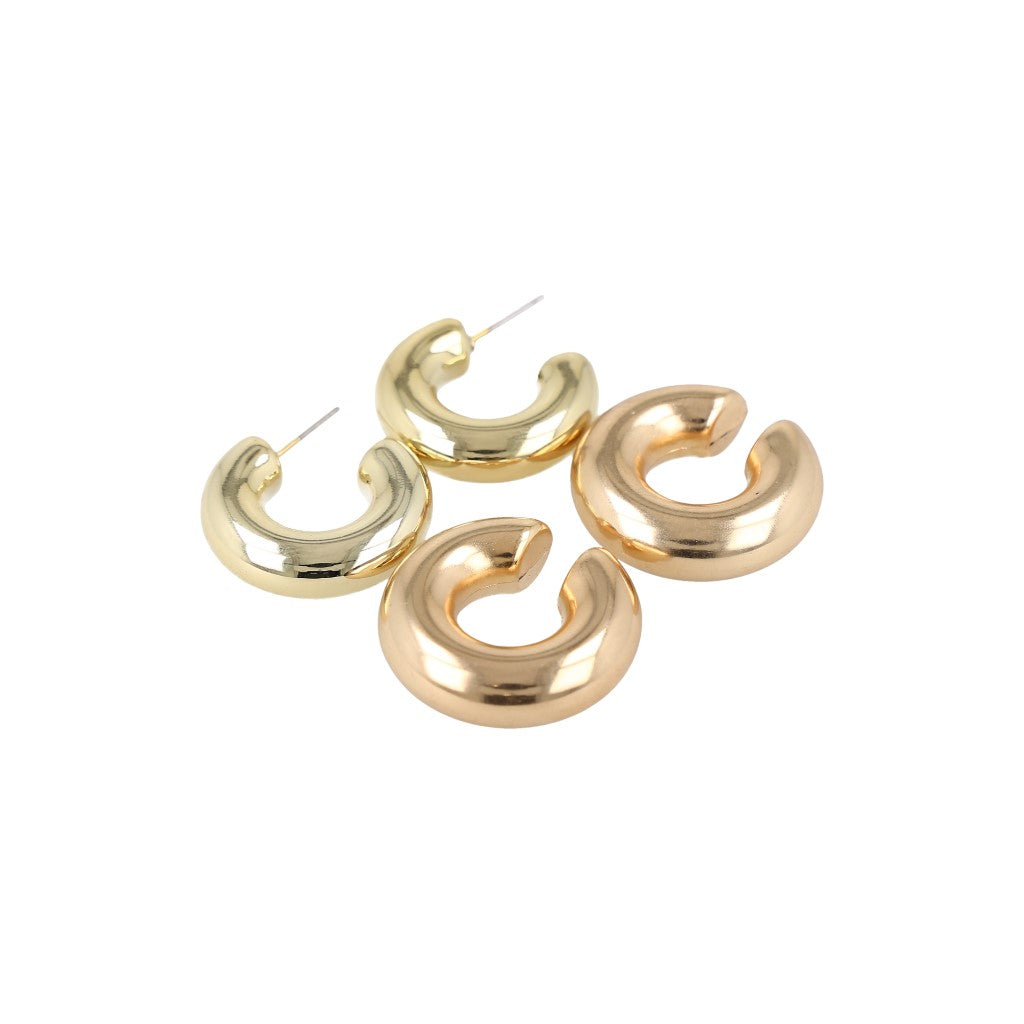 set de aretes tipo argolla dorado