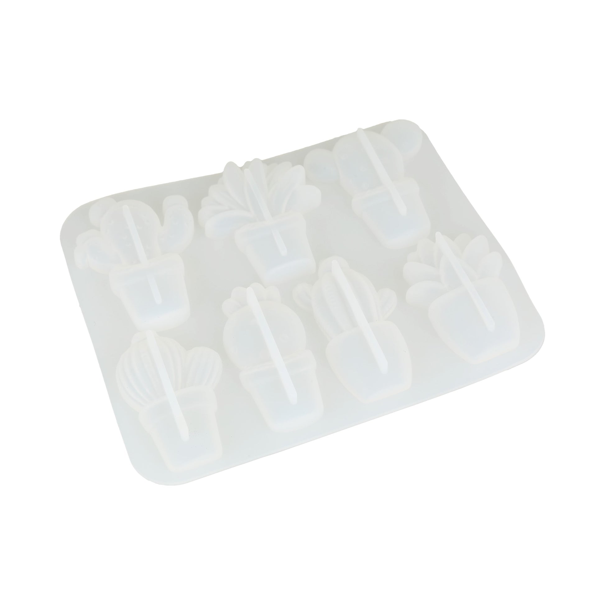molde de silicona para cactus con múltiples cavidades, ideal para manualidades.