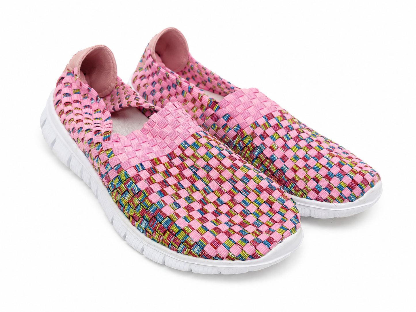 Zapatos Casuales Tejidos Multicolor Color Rosa Talla 39.
