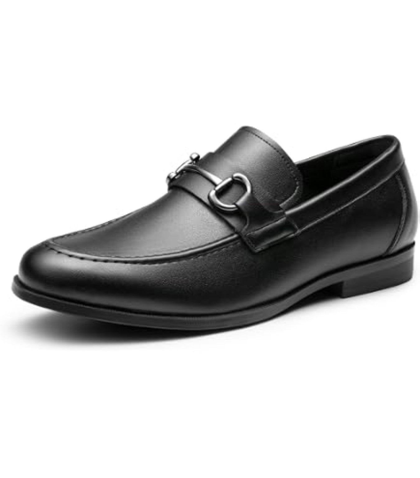 Mocasines negros de vestir con detalle metálico, talla 9.5.