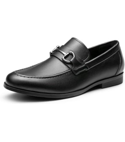 Mocasines negros de vestir con detalle metálico, talla 9.5.