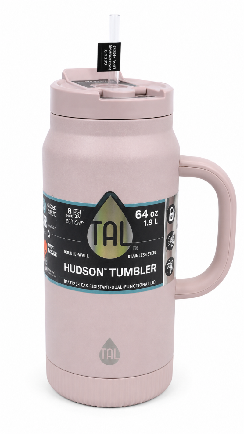 Vaso Térmico con Asa, Tapa con Popote y Aislamiento de Doble Pared de 64 oz.