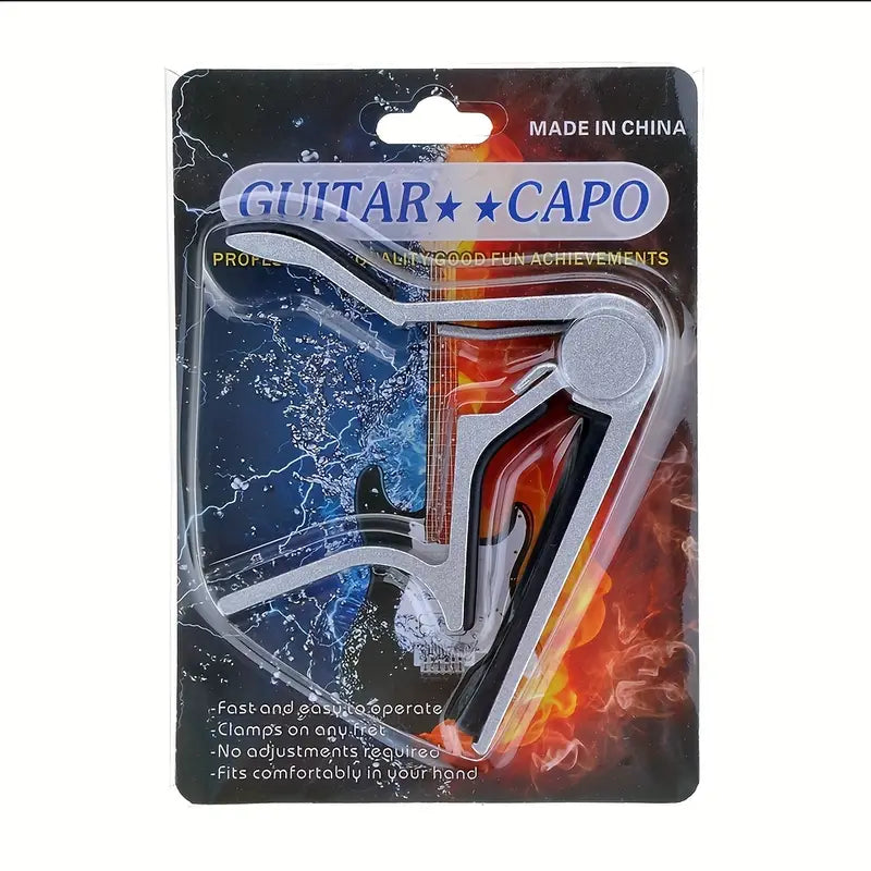 Capotraste negro diseñado para guitarras acústicas y eléctricas.
