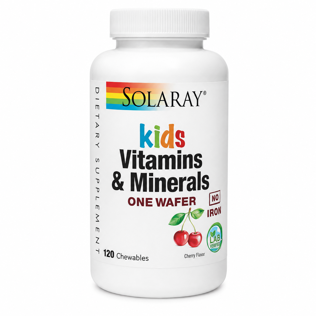 Suplemento infantil masticable de vitaminas y minerales sabor cereza, 100 unidades.