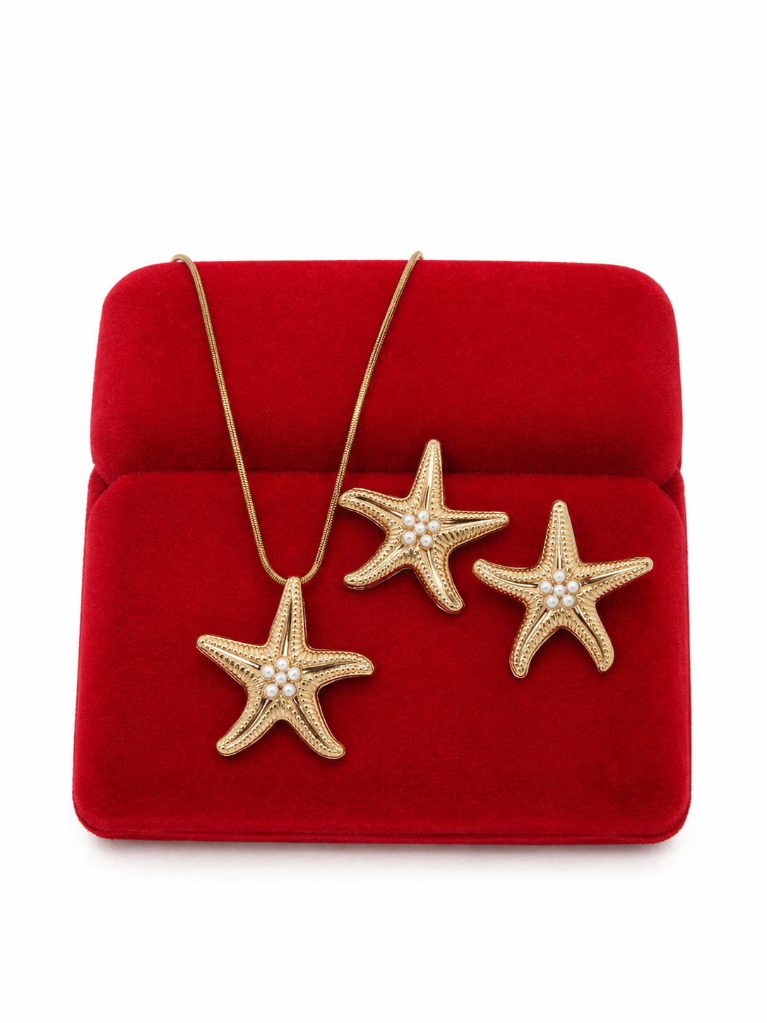 Set de Joyería Elegante con Diseño de Estrella de Mar Dorada.