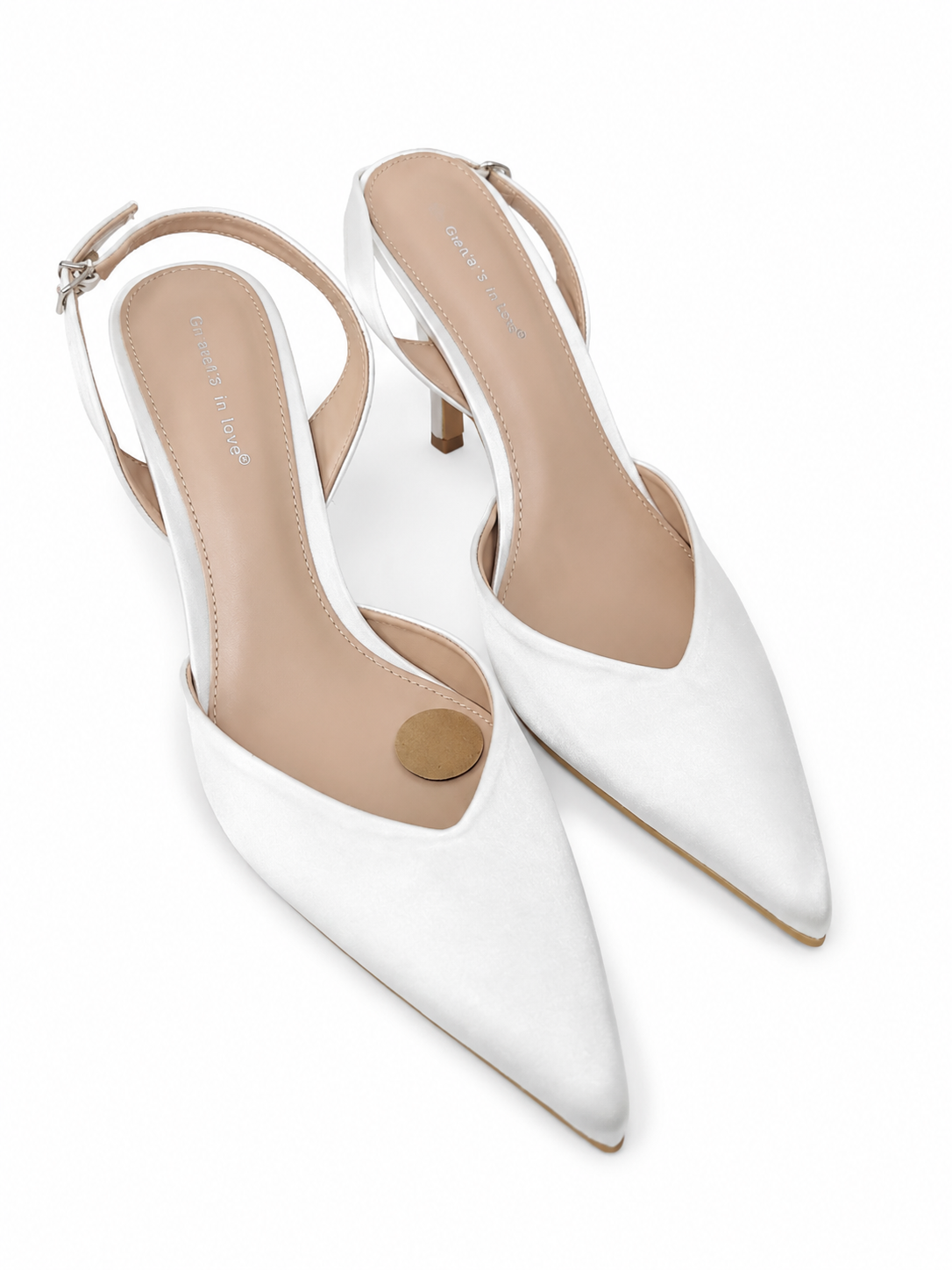 Zapatos de Tacón Slingback Blanco Elegante Talla 42.