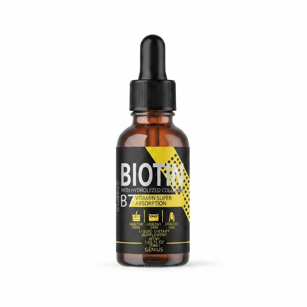 Aceite capilar de  vitamina B7 y colágeno hidrolizado.